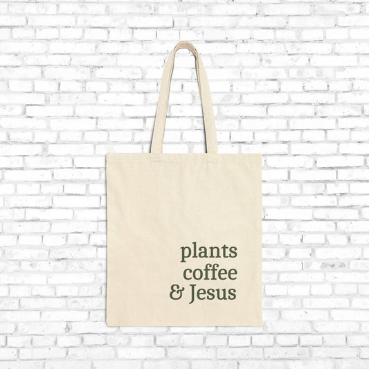 Plants Coffee & Jesus Tote Bag